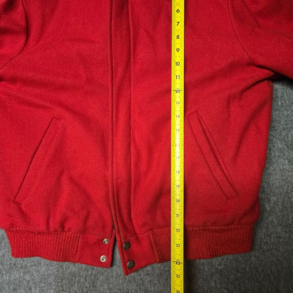 Vintage Woolrich Bomber Jacket Mens Medium Wool Red Plaid Blanket Lined USA - Picture 6 of 7